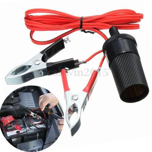 1x 12v car battery terminal power socket adaptor clip-on cigarette lighter 140cm