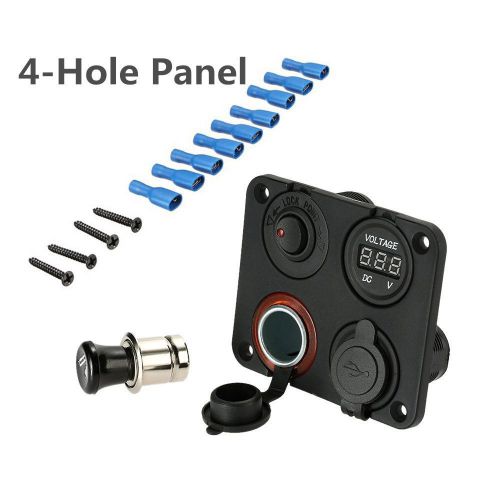 Multi-function 4-hole panel car suv 2 usb sockets voltmeter on/off switch button