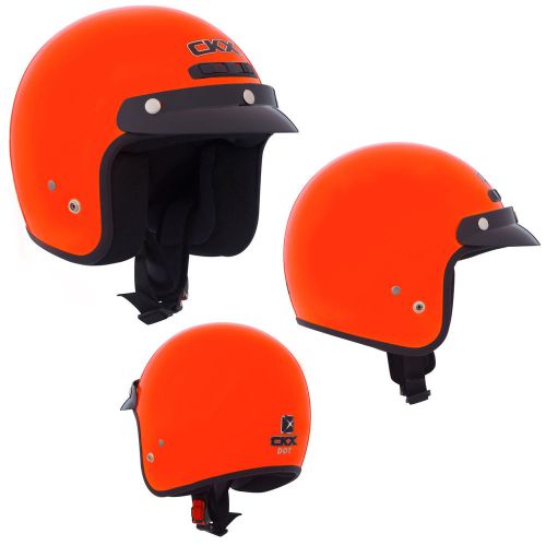 Motorcycle helmet open face scooter glossy orange medium ckx vg-200 adult