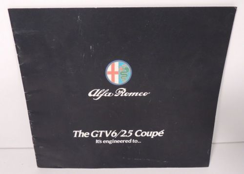 Alfa romeo gtv6 2.5 coupe factory brochure literature 1982-1990