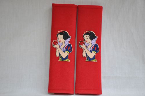 Pretty snow white red plush seat belt cover shoulder pad cushion pair