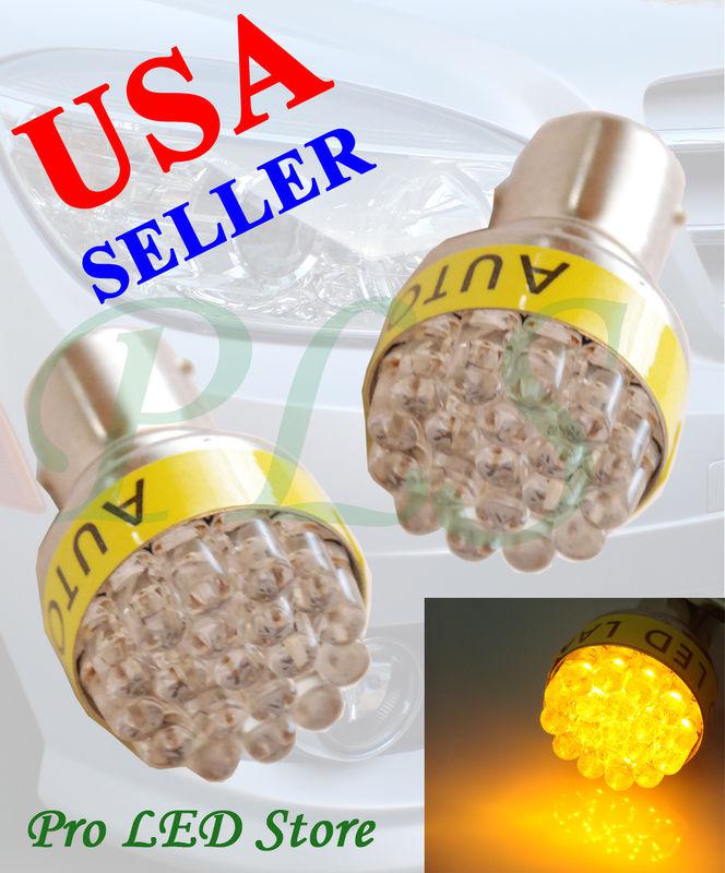 Two pcs 1156 1129 1141 amber yellow 19 led ba15s backup light brake signal light