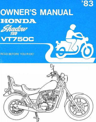 1983 honda vt750c shadow 750 motorcycle owners manual -vt 750 c-shadow-vt750