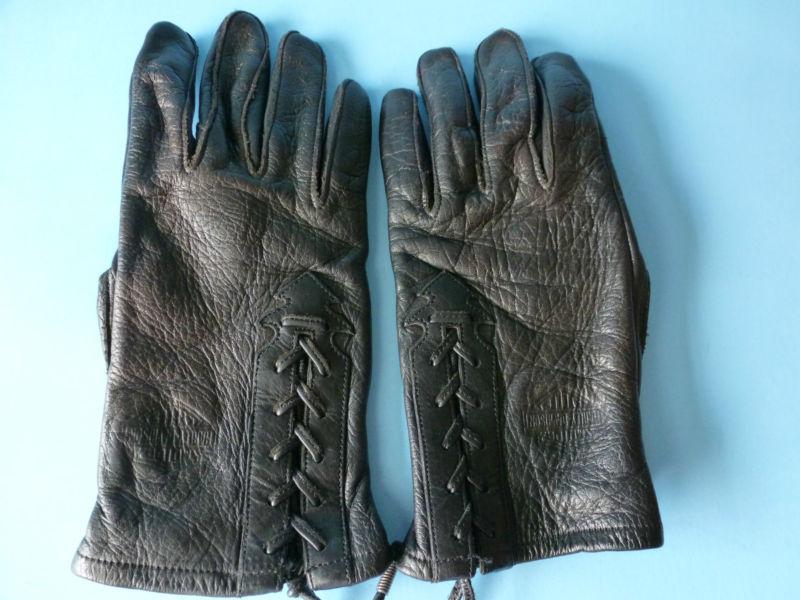 Harley davidson womens black leather motorcycle gloves size m  # 97307-04vw