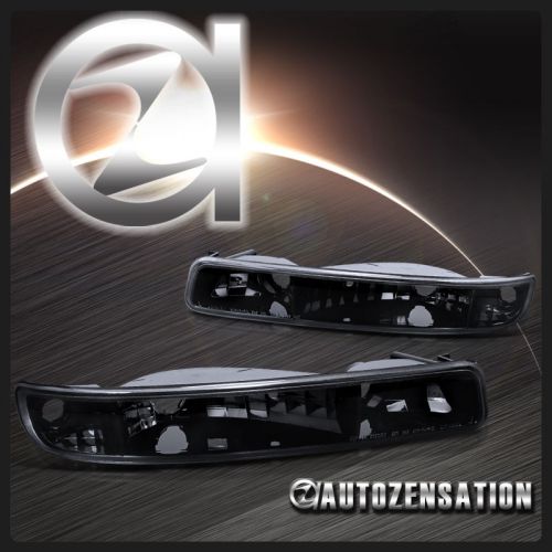 99-06 sierra yukon glossy black smoke front bumper lights signal lamps