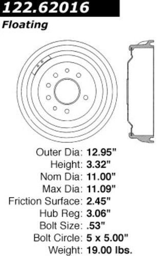 Centric parts 123.62016 rear brake drum