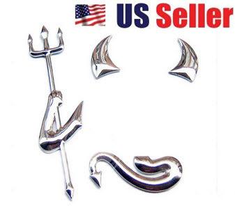 3d funny auto toyota bmw vw devil demon logo decal emblem chrome car sticker  