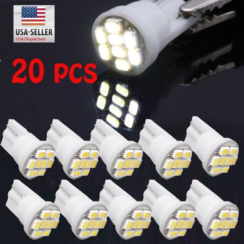 20x t10 w5w 194 168 501 car white 8 led 3020 smd wedge side light bulb lamp