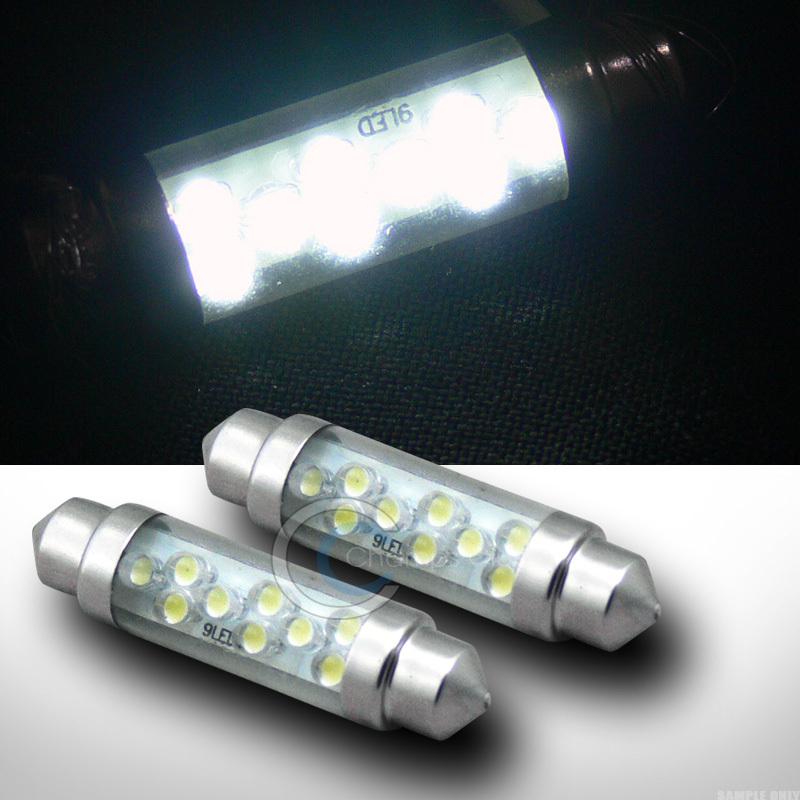 2pc white 44mm festoon 9x led light bulb trunk/license plate 211-2 12844 12v set