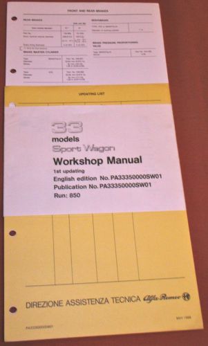 Alfa romeo 33 workshop maintenance manual, nos