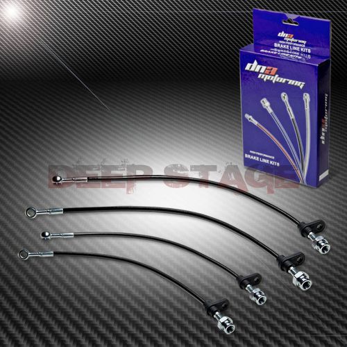 Stainless ss braided hose racing brake line 86-89 acura integra da1/da3 black