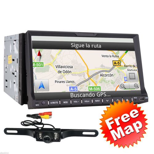 Gps navigation 7inch double din car stereo dvd player bluetooth ipod mp3+camera