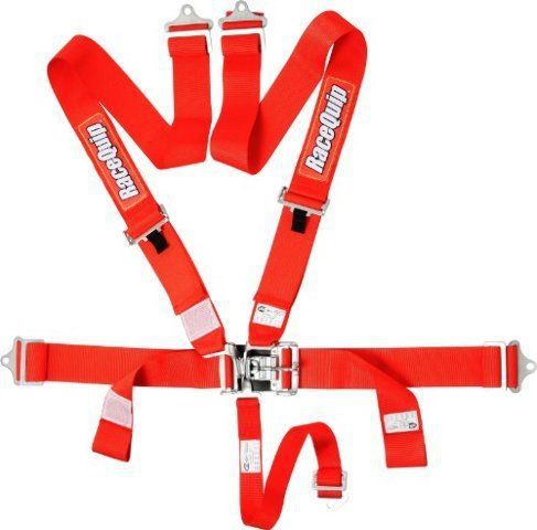 Racequip 711011 red sfi 16.1 latch and link 5-point safety harness set with indi