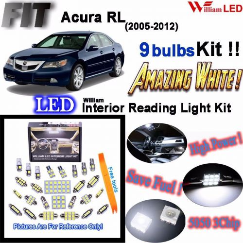 9 bulbs led interior light kit super white room lamps for acura rl 2005-2012