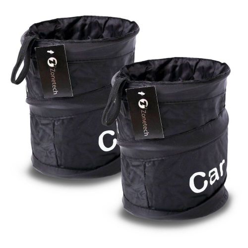 Zone tech 2x portable car trash can black collapsible pop-up leak proof