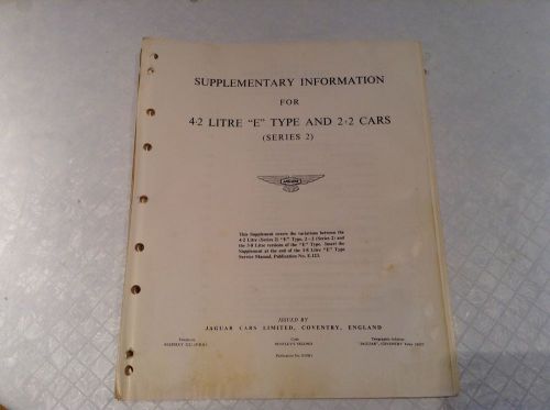 Supplementary information jaguar xke owners manual 4.2 xk e &amp; 2+2 cars 100+ page