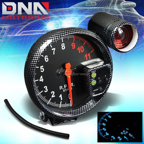 5&#034;led 11k rpm redline tachometer gauge 4/6/8 cyl+shift light carbon fiber look