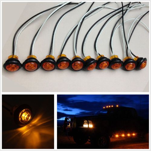 10 amber 3/4&#034; led car truck trailer clearance side marker indicator bullet light