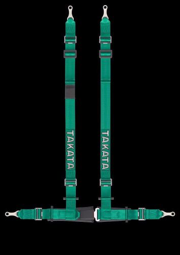 Authentic takata - green drift ii snap harness 4-point snap-on street legal