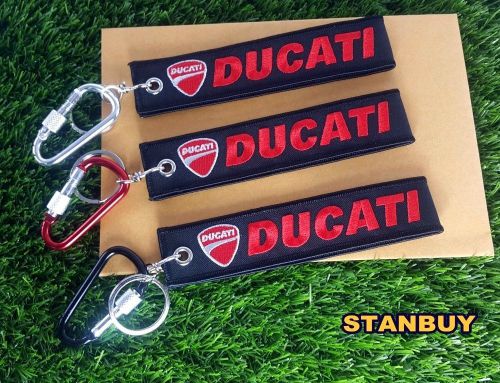 Ducati embroidery ring keychain keyring key strap aluminum carabiner clip lock