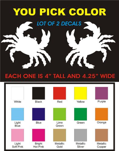 Bc-27 lot of 2 crab car decals beach boat stickers you pick color free shipping