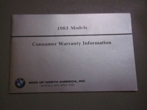 1983 bmw warranty owners manual