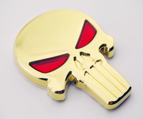 Motorcycle car truck metal 3d skull punisher fender tail tank decal sticker gold