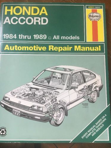 Honda accord 1984 thru 1989 all models (haynes repair manual) 1998