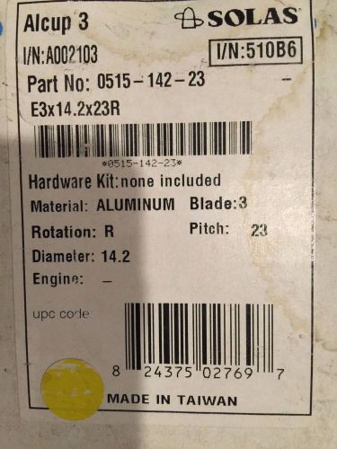 Solas aluminum propeller alcup 3 nib diameter 14.2