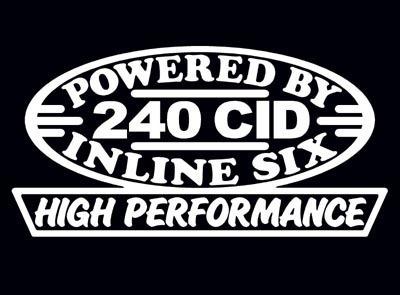 2 high performance 240 cid decal set hp inline straight 6 engine emblem stickers