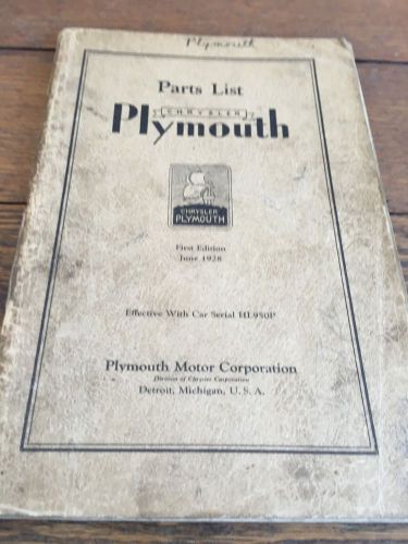 1928 original plymouth  parts list catalog first edition