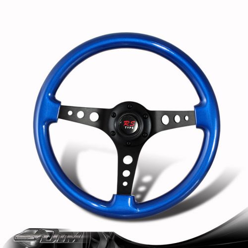 Universal 6-holed bolt 345mm deep dish blue wood grain style steering wheel