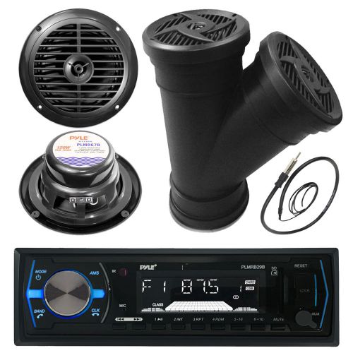 8&#034; led wake board boat speakers, 6.5&#034; speakers, bluetooth usb radio, antenna