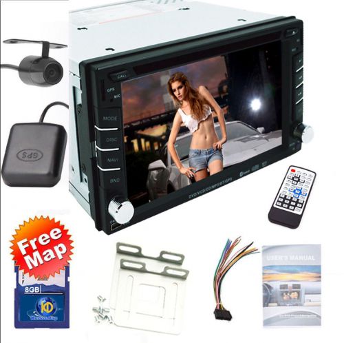 2 din in dash auto radio gps navigation car stereo dvd cd player bt+free camera