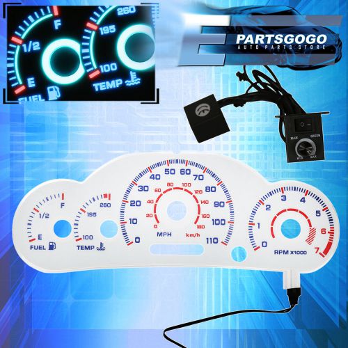 2000-2002 chevy cavalier l4 2.2l white face indiglo reverse glow gauges w/ rpm