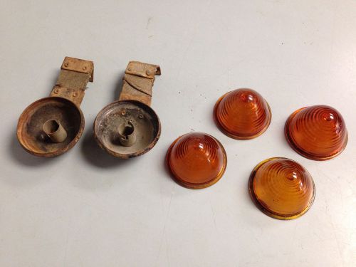 Vintage k d lamp co marker clearance lights amber glass beehive &amp; housing