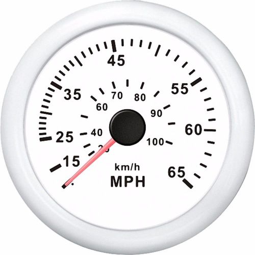 Kus speedometer boat speedo gauge plastic bezel white face 12v/24v 0-65mph 85mm