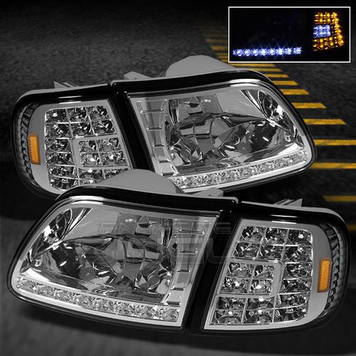 97-03 f150 f-150 expedition led headlights +full led corner signal lamps lights