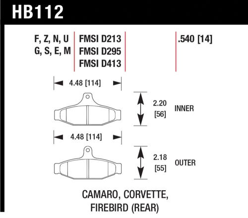 Hawk performance hb112g.540 disc brake pad fits 200sx camaro corvette firebird