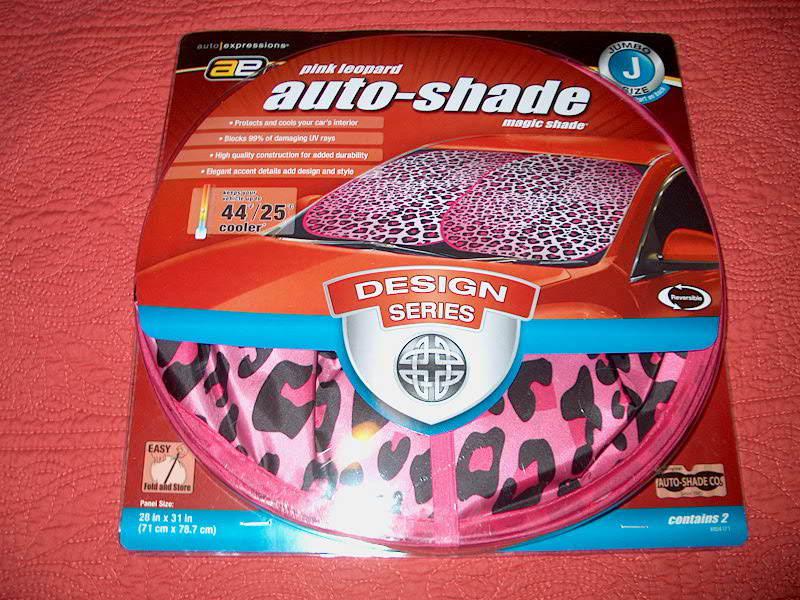 New auto expressions pink leopard auto shade 2 jumbo size 28"x31"