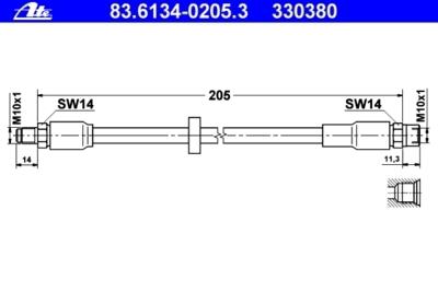 Ate/premiumone 330380 brake hose, rear-brake hydraulic hose