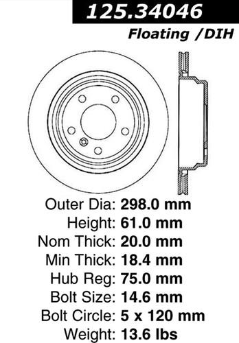 Centric 125.34046 rear brake rotor/disc-high carbon rotor-preferred