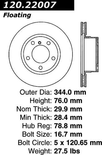 Centric 120.22007 front brake rotor/disc-premium rotor