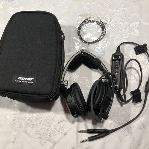 Bose a20 aviation headset with bluetooth and dual plug cable - black