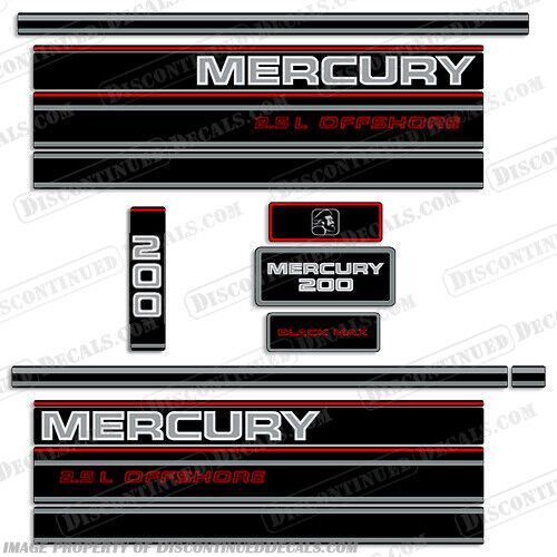 Fits mercury 200hp 2.5l offshore blackmax decal kit - 1995