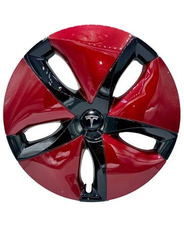 18&#034; aero wheel cover compatible with tesla model 3 (red/black) single cover