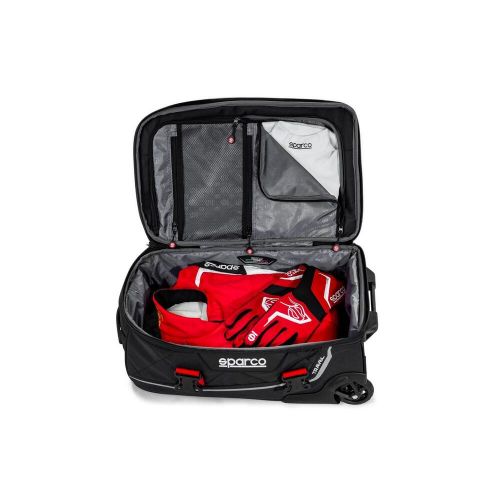 Sparco 016438nrrs travel rolling duffel bag, black/red