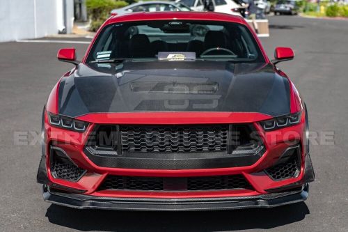 For 24-up ford mustang dry carbon fiber front fascia lip splitter extension