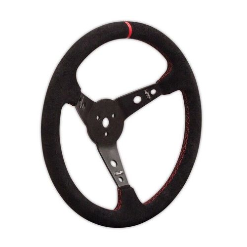 Longacre 56797 suede dished steering wheel - 15&#034; black