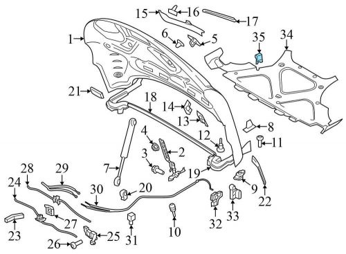 2015-2021 porsche macan - hood insulation / sound blanket clip set (5)